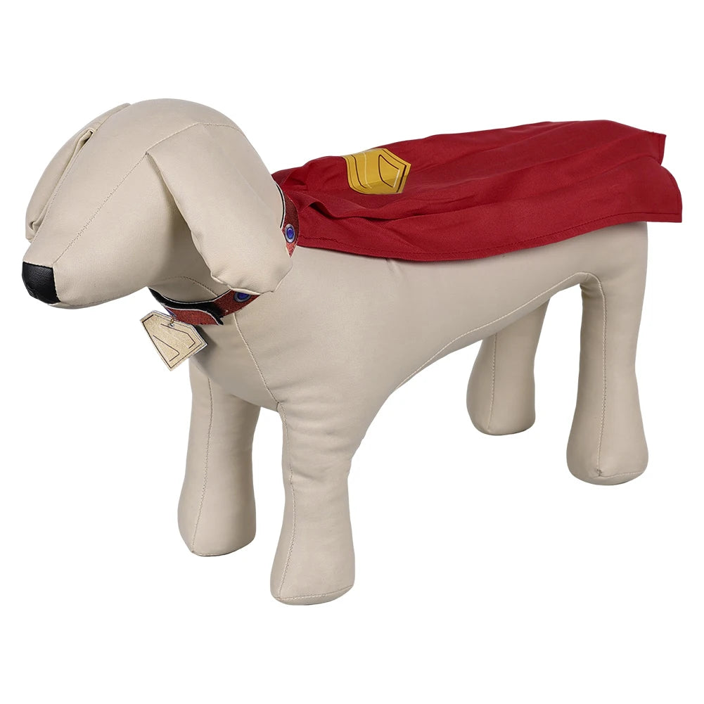Small Dog Superdog Krypto Cosplay Red Cloak 2025 Fantasy Movie Superhero Costume Disfraz Accessories Halloween Puppy Pet Outfits
