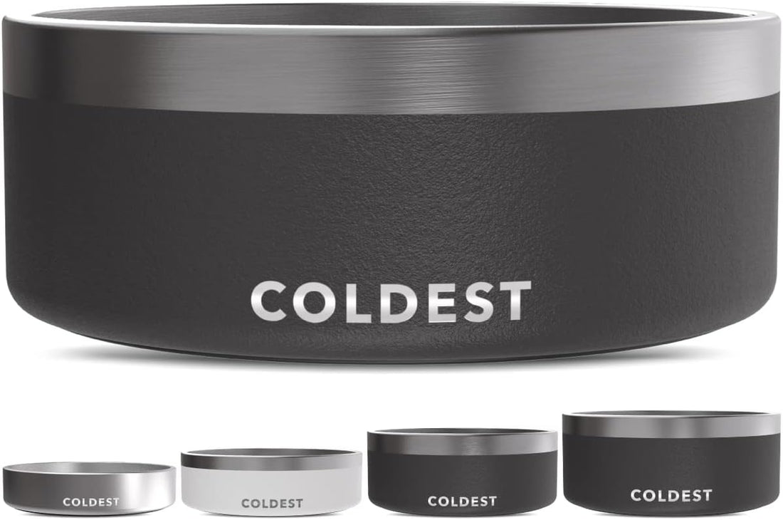 Coldest Dog Bowl - anti Rust Metal, Non Slip, 3 Layers Insulated Stainless Steel Dog Bowls - Spill Proof & Heavy Duty - Water Bowl for Dogs, Cats & Pets, Dish Washer Safe (64 Oz, Stealth Black)