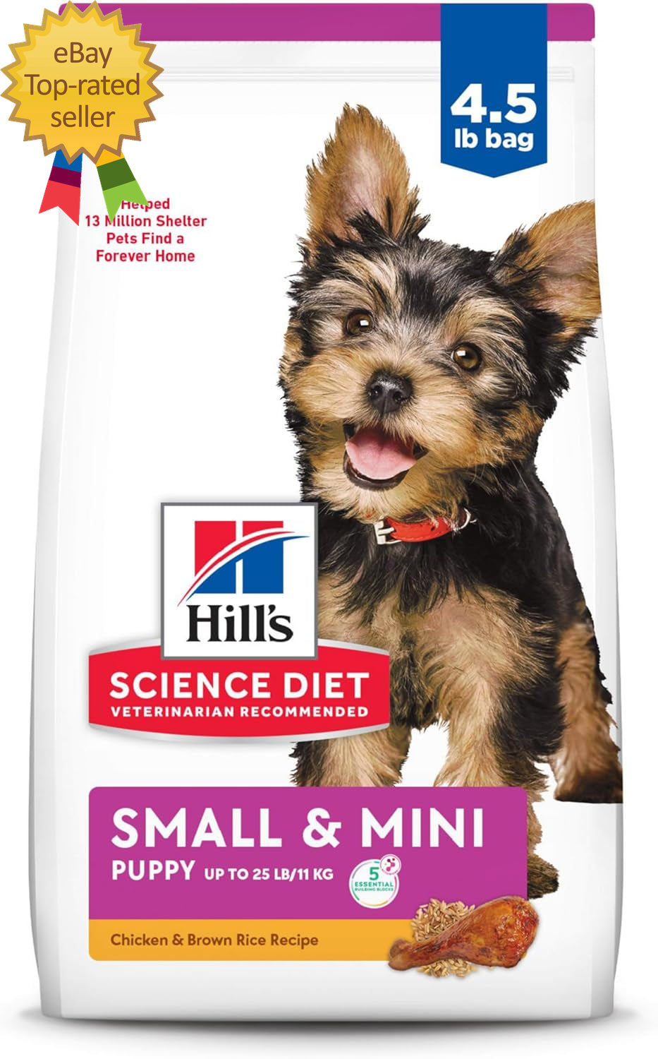 Small & Mini Chicken Meal & Brown Rice Recipe Dry Dog Food 4.5 Lbs.