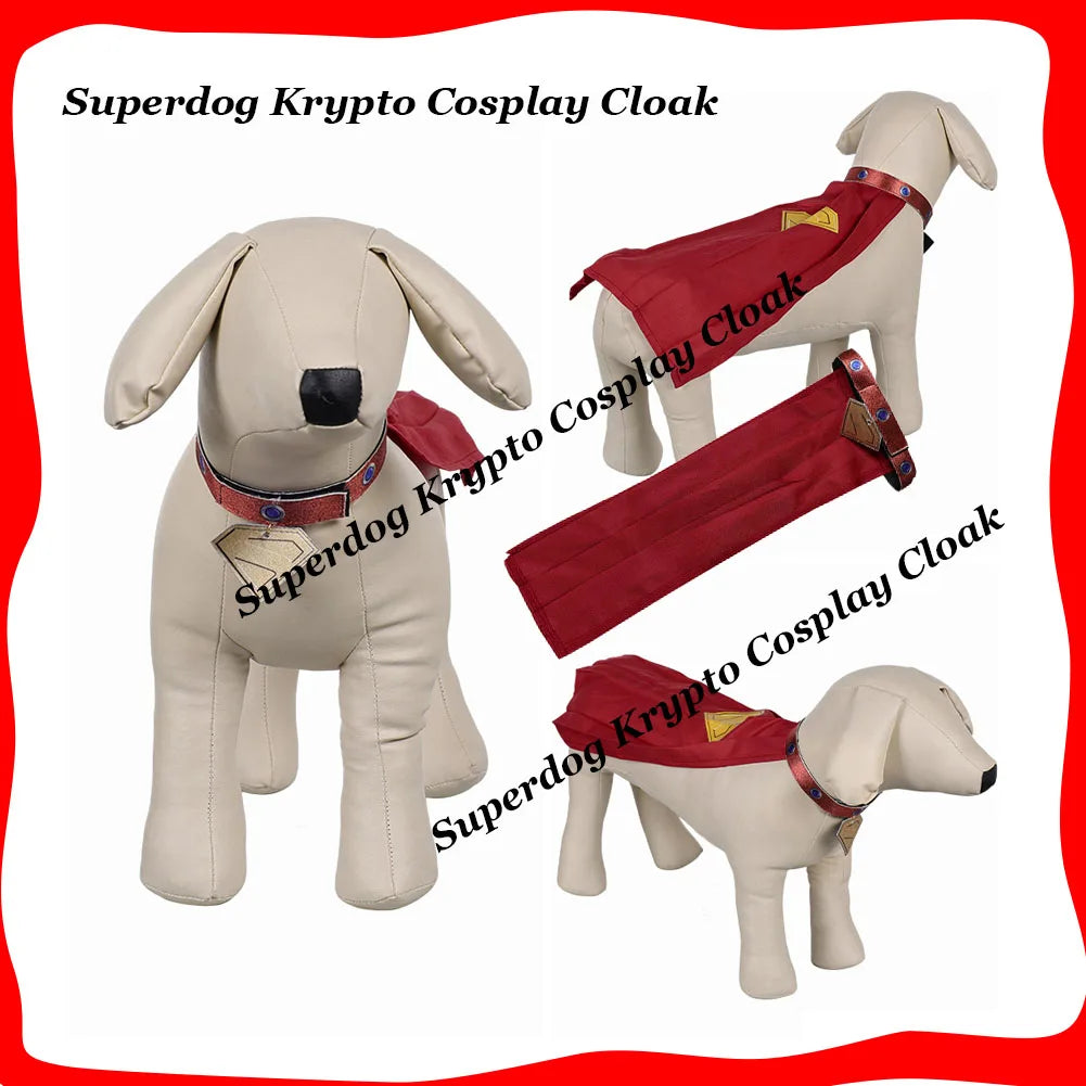 Small Dog Superdog Krypto Cosplay Red Cloak 2025 Fantasy Movie Superhero Costume Disfraz Accessories Halloween Puppy Pet Outfits