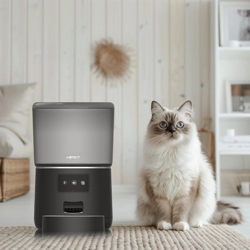 NPET 4L Automatic Smart Pet Feeder for Cats Dogs Multiple Pets with Stainless Steel Bowl Customize Healthy Food 1-9 Portions