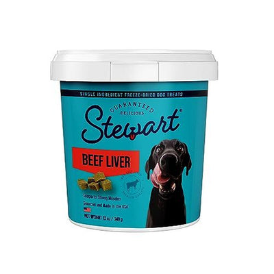 Stewart Freeze Dried Beef Liver Dog Treats Grain Free USA Made 12 Ounce Tub
