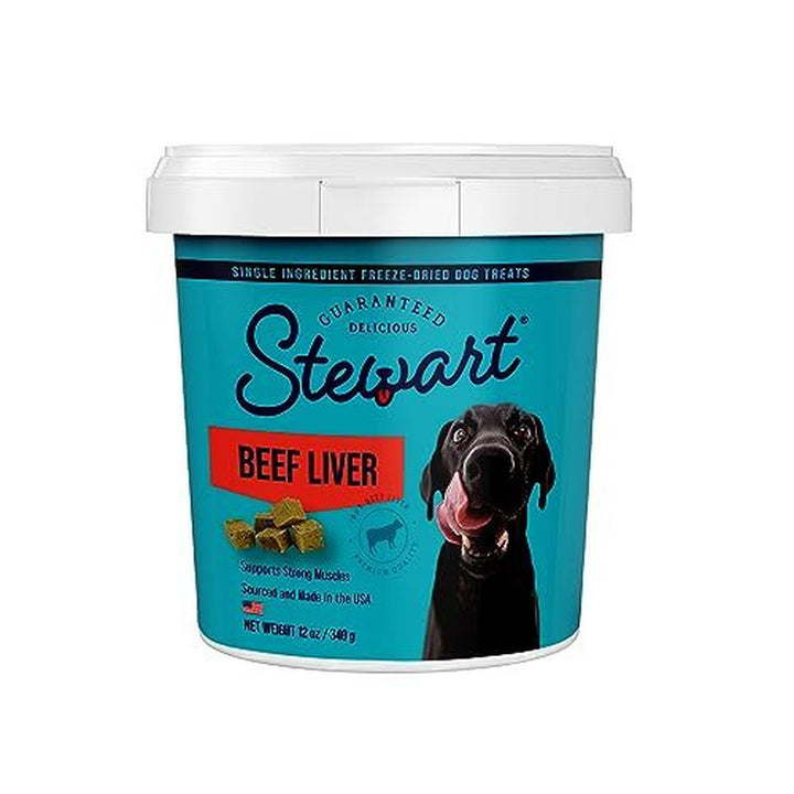 Stewart Freeze Dried Beef Liver Dog Treats Grain Free USA Made 12 Ounce Tub