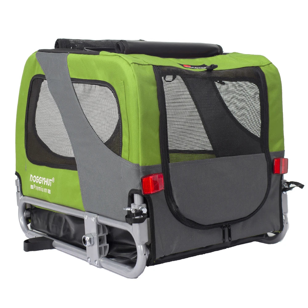 Large Pet Bike Trailer Dog Stroller & Jogger With Shocks Non Tipping. Green/Yellow